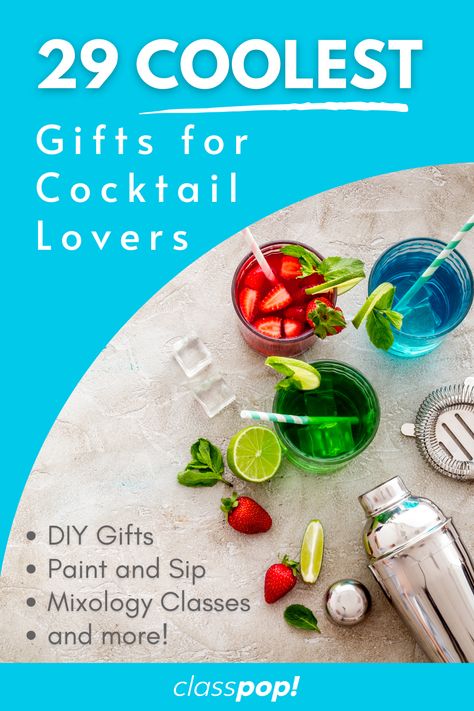 image of barware and colorful cocktails with sliced fruit and ice cubes Mixology Gifts, Cocktail Mixology, Diy Cocktails, Cocktail Accessories, Paint And Sip, Mixology, Cool Gifts, Cocktail Recipes, Fun Diys