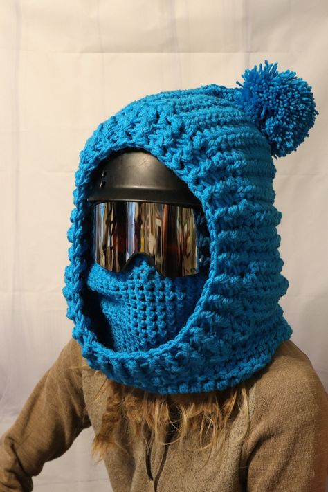 Crochet Snowboard Helmet Cover, Over Helmet Ski Hood Crochet, Crochet Ski Masks, Crochet Ski Balaclava, Crochet Ski Helmet Cover Pattern, Crochet Ski Helmet Cover, Crochet Helmet Cover, Crochet Ski Mask Free Pattern, Ski Mask Crochet