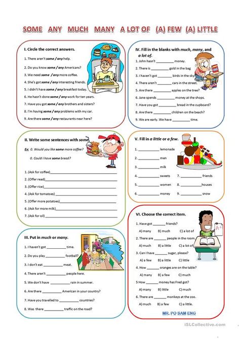 Some Any, English Exercises, English Grammar Worksheets, Activities Worksheet, English Classroom, English Activities, Esl Teaching, Grammar Worksheets, Educational Worksheets