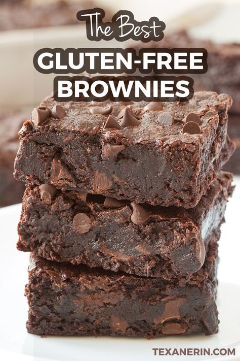 The Best Gluten-free Brownies – Super Fudgy and Dairy-free - Texanerin Baking Best Gluten Free Brownies Recipe, Easy Brownies, Baking Brownies, Easy Healthy Dessert, Gluten Free Brownies Recipe, Dessert Sans Gluten, Gluten Free Brownies, Gluten Free Desserts Recipes, Healthy Desserts Easy