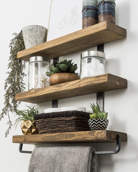 Float Shelf, Ikea 2015, Bathroom Shelf Decor, Floating Shelves Bathroom, Diy Bathroom Storage, Casa Country, Restroom Decor, Industrial Bathroom, Ikea Hackers