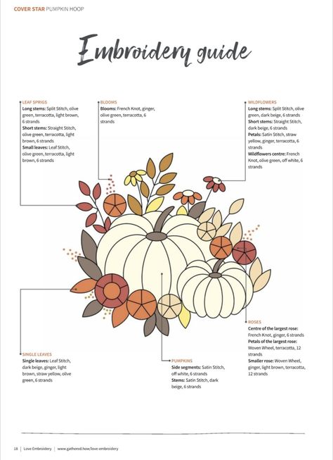 Free Pumpkin Embroidery Pattern, Embroidery Fall Patterns, Embroidery Guide, Embroider Ideas, Fall Embroidery Designs, Simple Hand Embroidery Patterns, Love Embroidery, Embroidery Hoop Wall Art, Blackwork Embroidery