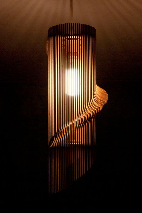 Twisted Lasercut Wooden Lampshade by baraboda on Etsy, £48.00 Laser Cut Decor, Wooden Lampshade, Wooden Chandelier, Pendant Light Shades, Lampe Design, Wooden Lamp, Wood Lamps, Wood Pendant, Ceiling Pendant