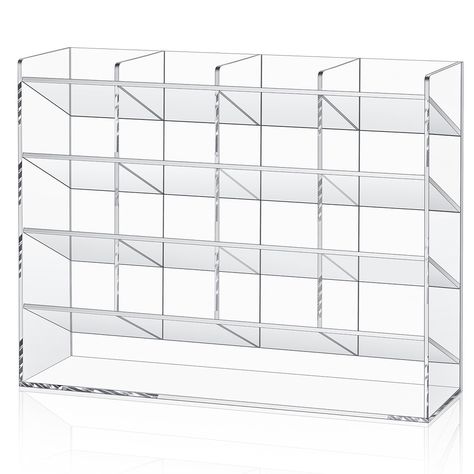 PRICES MAY VARY. Space Saving Design: our acrylic vertical marker organizer is cleverly designed with a tilted compartment structure, providing increased usage space that effectively saves room; Enjoy the peace of mind with more secure and stable storage; With a total of 17 compartments, it's easy to sort, classify, and meet various storage needs Clarity and Accessibility: this acrylic vertical marker organizer boasts charm with its clear, acrylic design; It allows you to instantaneously visuali Marker Storage Ideas, Salon Hair Color Storage, Art Supply Organizer, Marker Organizer, Stable Storage, Marker Holder, Pen Organizer, Pen Display, Stationary Organization