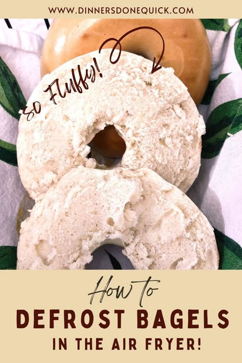 You don't need a microwave as you can defrost a frozen bagel right in your air fryer! Learn how to use 1 appliance to defrost and then heat up breakfast in the helpful guide! #dinnersdonequick #howtodefrostabagel #defrostbagel #howtodefrostafrozenbagel #defrostbagelinairfryer #airfryerbagel Crispy Breakfast Potatoes, Fluffy French Toast, Air Fryer Recipes Breakfast, French Toast Sticks, Delicious Breakfast Recipes, Indulgent Desserts, Juicy Chicken, Arabic Food, New Flavour