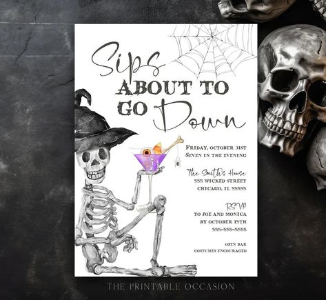 Adult Skeleton Halloween Invite Sips About to Go Down Invitation Template Adult Skeleton Halloween Invite Editable Boos and Booze Invite SK1 - Etsy Adult Halloween Invitations, Halloween Invitation Template, Halloween Invite, Love Website, Halloween Invitation, Skeleton Halloween, Halloween Party Invitations, Halloween Invitations, Some Text