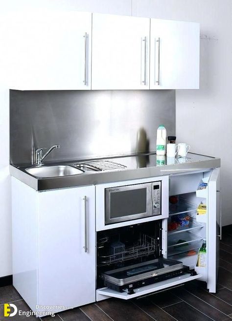 36+ Smart Kitchen Design Ideas For Small Spaces | Engineering Discoveries Micro Kitchen, Tiny Kitchen Design, Small Apartment Kitchen, Outdoor Kitchen Appliances, Guest Houses, Compact Kitchen, Compact Living, Smart Kitchen, Mini Kitchen