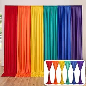 10ftx15ft Rainbow Backdrop Curtain for Parties, 6 Panels 2.5ft x 10ft Red Orange Yellow Turquoise Purple Royal Backdrop Drapes for Birthday Party Graduation Decoration Supplies Royal Backdrop, Primary Color Party, Rainbow Backdrop, Backdrop Curtains, Wild West Party, Black Tablecloth, Orange Party, Rainbow Room, Operation Christmas