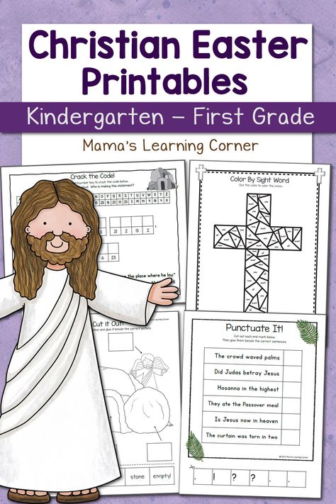 Christian Easter Worksheets for Kindergarten and First Grade Christian Easter Worksheets, Christian Easter Printables, Catholic Easter, Easter Kindergarten, Easter Sunday School, Easter Worksheets, Learning Corner, First Grade Worksheets, Easter Preschool