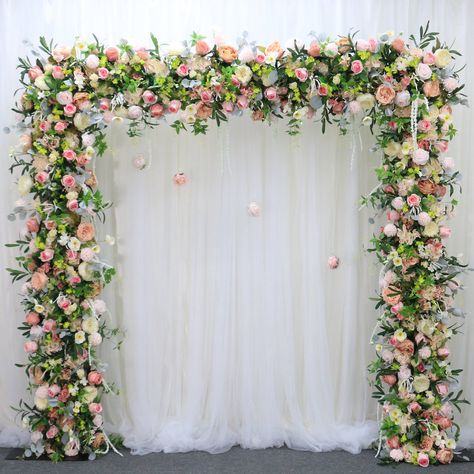 Flower row Artificial Flowers Wall Decor, Flower Wedding Arch, Bridal Room Decor, Arch Table, Backdrop Floral, Flower Vines, Bridal Room, White Floral Arrangements, Wreath Flower