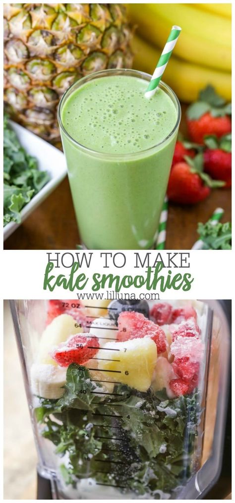 Let's lighten things up this month with this fresh kale smoothie! It's packed with delicious healthy ingredients that will make you feel energized all day long. #kalesmoothies #smoothies #kale #healthysmoothies #breakfast Kale Smoothie Recipes, High Protein Smoothies, Kiwi Smoothie, Feel Energized, Kale Smoothie, Snack Prep, Smoothie Prep, Raspberry Smoothie, Interesting Recipes