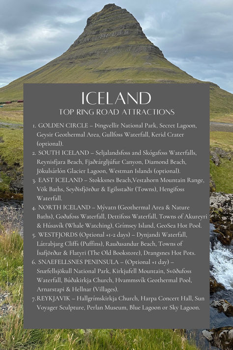 Are you planning on driving the Ring Road in Iceland? Don't miss these top attractions! See also this complete guide to driving the Ring Road. 🔗 #iceland #ringroad #icelandringroad Ring Road Itinerary Iceland, Ring Road Iceland, Tips For Driving, Iceland Ring Road, Gullfoss Waterfall, North Iceland, Iceland Trip, Skogafoss Waterfall, Iceland Travel Guide