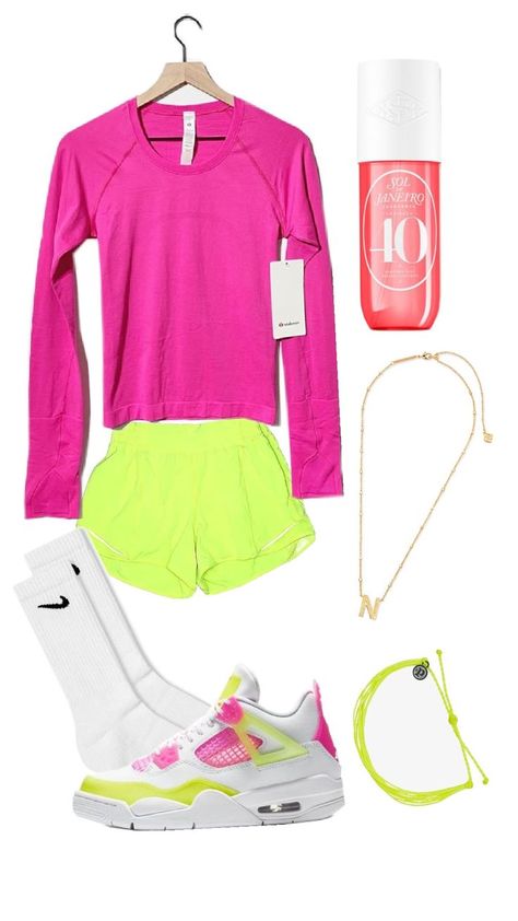 cute neon out fit Urban Air, Neon Outfits, Cute Everyday Outfits, Blue Pants, School Outfits, Pink Tops, Everyday Outfits, Neon, Pants