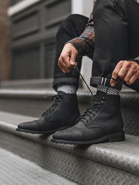 Men's Rugged & Resilient Leather Boots - Thursday Boot Company Mens Rugged Boots, Mens Cloth, Thursday Boot Company, Mens Lace Up Boots, Boots Outfit Men, Mens Rugged, Black Boots Men, Thursday Boots, Rugged Boots