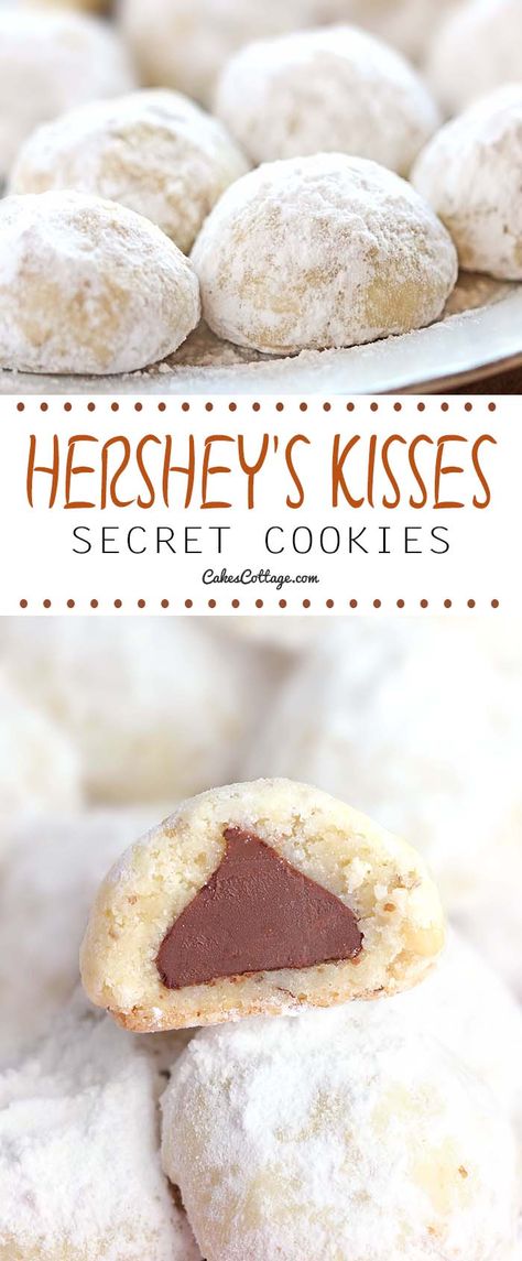 ...a shortbread cookie with a wonderful Hershey's chocolate kiss surprise in the center! Would be fun for Christmas or Valentines Day! Kisses Cookies, Hersheys Chocolate, Kiss Cookies, Hershey's Chocolate, Shortbread Cookie, Think Food, Eclairs, Shortbread Cookies, Cookies Recipes Christmas