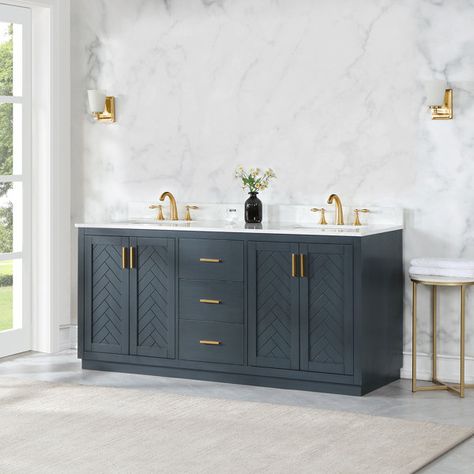 Everly Quinn Mariela 72'' Free-standing Double Bathroom Vanity with Cultured Marble Vanity Top | Wayfair Engineered Stone Countertops, Blue Bathroom Vanity, Cultured Marble Vanity Top, Topanga Canyon, Stone Countertop, Double Sink Bathroom, Double Sink Bathroom Vanity, Double Bathroom, Marble Vanity Tops