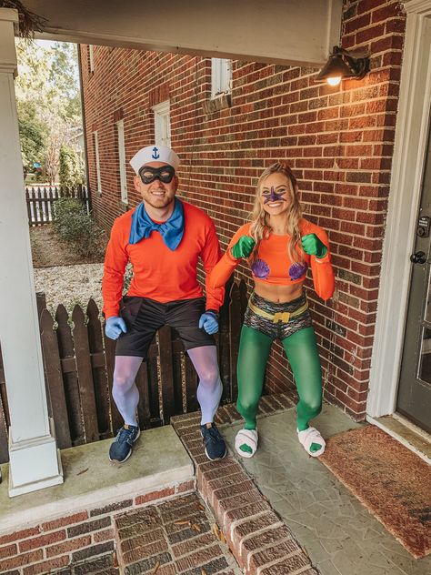 Mermaid Man Costume Girl, Mermaid Man And Barnacle Costume, Mermaid Man And Barnacle Boy Costume Girls, Mermaid Man And Barnacle Boy Couple, Mermaid Man And Barnacle Boy Costume Diy, Merman And Barnacle Boy, Men Customes Halloween, Carnaval Man, Shark Boy And Lava Girl Costumes