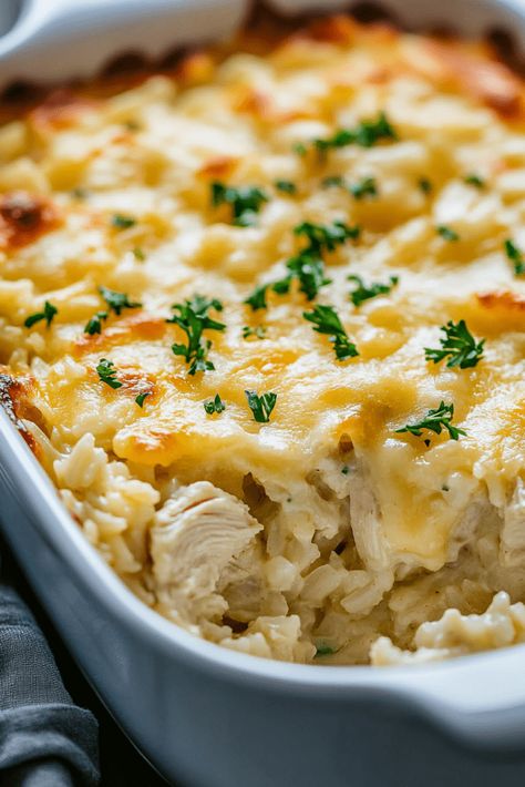 Classic Angel Chicken Rice Casserole - Home Chef World Chicken And Rice Casserole Freezer Meal, Chicken Ranch Rice Casserole, Hawaiian Chicken Casserole, Make Ahead Chicken And Rice Casserole, Chicken Alfredo Rice Casserole, Chicken Rice Corn Casserole, Angel Chicken And Rice, Angel Rice Chicken, Angel Chicken And Rice Casserole