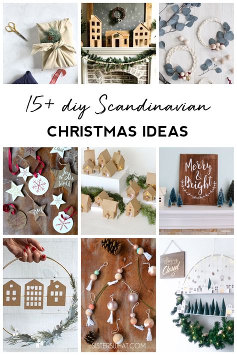 come check out 15+ beautiful DIY Scandinavian Christmas decor. #christmasdecor #scandinavianchristmas Scandinavian Christmas Tree Ornaments, Scandinavian Ornaments Diy, Scandinavian Christmas Decorations Diy, Nordic Christmas Scandinavian Style, Scandinavian Christmas Decor Ideas, Nordic Lodge, Scandinavian Holiday Decor, Christmas Scandinavian Style, Nordic Christmas Decorations