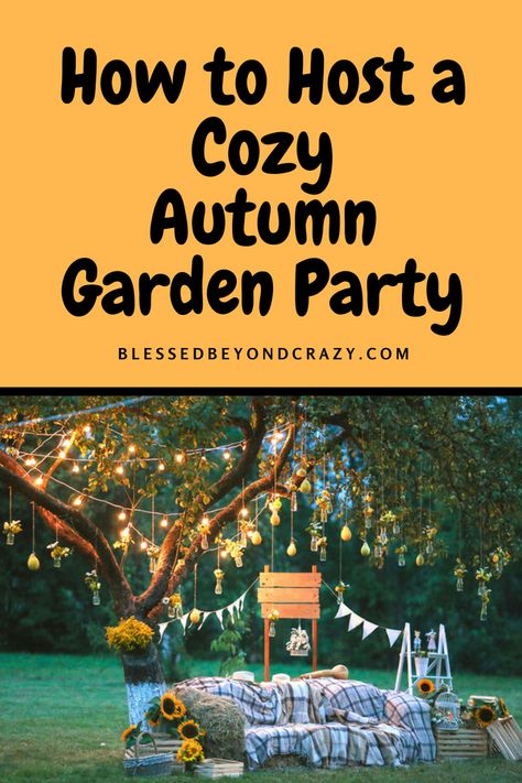 How to Host a Cozy Autumn Garden Party - Blessed Beyond Crazy Halloween Garden Party, Autumn Garden Party, Autumnal Garden, Outdoor Fall Parties, Autumn Ball, Fall Garden Party, Garden Party Decorations Diy, Winter Garden Party, Outdoor Garden Party