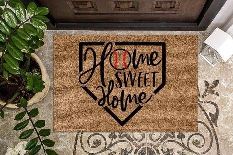 Baseball Themed Home Sweet Home | Baseball Doormat | Cute  Doormat | Welcome Mat | Funny Door Mat | Family Gift | Home Doormat by WoodByStu on Etsy https://www.etsy.com/listing/744206479/baseball-themed-home-sweet-home-baseball Funny Door Mat, Hall Rugs, Small Doors, Door Rugs, Personalized Door Mats, Entrance Rug, Great Housewarming Gifts, Office Rug, Door Mats