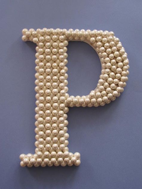 Pearl letters-easy to make with a letter and pearl stickers. so cute for my little The Letter P, Pearl Letters, Monogram Tumbler, Pearl And Lace, Letter P, Ivory Pearl, Crafty Diy, Monogram Initials, Letters And Numbers