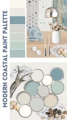 Benjamin Moore Coastal Palette Blue Paint Scheme Beach House Color Palette Cottage Home Interior Water Color Green Paint Scheme Airbnb Decor - Etsy Coastal Blue Bedroom Paint, Colourful Home Design, Cottage Beach House Decor, Beach House Paint Colors Interior, Seaglass Paint Colors, Color Palette Cottage, Modern Farmhouse Color Scheme, Coastal Colour Palette, Beach House Inspiration