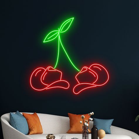 Cherry Cowboy Hat Neon Sign, Cowboy Howdy Led Light, Western Neon Light, Country Living Led Sign, Rodeo Room Wall Decor, Cowboy Neon Light Let us light up your life with quality LED neon signs for home, business, weddings, events, & more. Take a business logo, song lyrics, a kid's name, or even the shape of your dog, & neon-ify it! We are helping make art accessible with easy-to-design, stylish neon lights. Get creative and design your own neon sign. Your name, motto you live by, your business m Cherry Cowboy Hat, Country Theme House Decor, Nashville Room Decor, Country Neon Sign, Disco Cowgirl Apartment, Cowgirl Neon Sign, Neon Room Signs, Cowboy Signs, Retro Neon Signs