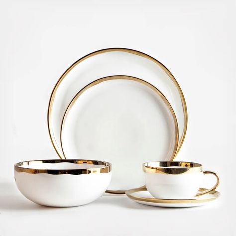 The 5 Most Popular Dinnerware Sets for Millennials | Kitchn Rose Gold Dinnerware Set, Popular Dinnerware Sets, Dinnerware Trends 2023, Everyday China Dinnerware Sets, White And Gold Dishes, Unique Dinnerware Set, Everyday Dishes Dinnerware Sets, Dinner Ware Set, China Sets Dinnerware