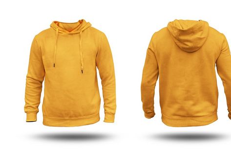 Blank orange Hoodie mock up template, front and back view, isolated on white, plain hoodie mockup. Hoodie design presentation for print. Mock Up Hoodie, Plain Hoodies, Orange Hoodie, Hoodie Mockup, Design Presentation, Yellow Hoodie, Back View, Presentation Design, Hoodie Design