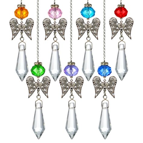 PRICES MAY VARY. ✨ Sparkling Icicle Prism Pendant: These crystal guardian chandelier icicle prisms pendant are made of K9 crystal, makes it refract rainbow-like spots in the sun. Colorful crystal beads with metal angel, exquisite design will catch your eyes. Material: Crystal&Metal. Size: 11.6in. ✨ Crystal Angel's Blessing: Guardian angels have always been popular as a classic element. We combine the purity of crystals with guardian angels to keep blessings forever. Our glass guardian angel rain Christmas Chandelier, Angel Suncatcher, Angel Blessings, Crystal Angels, Jewelry Knots, Rainbow Maker, Crystal Prisms, Prisms, Guardian Angel