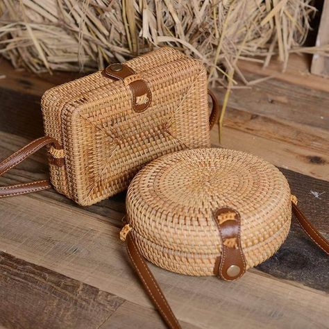 Tas Vintage, Round Straw Bag, Rattan Handbags, Straw Beach Bag, Bamboo Bag, Summer Handbags, Straw Handbags, Women Crossbody Bag, Rattan Bag