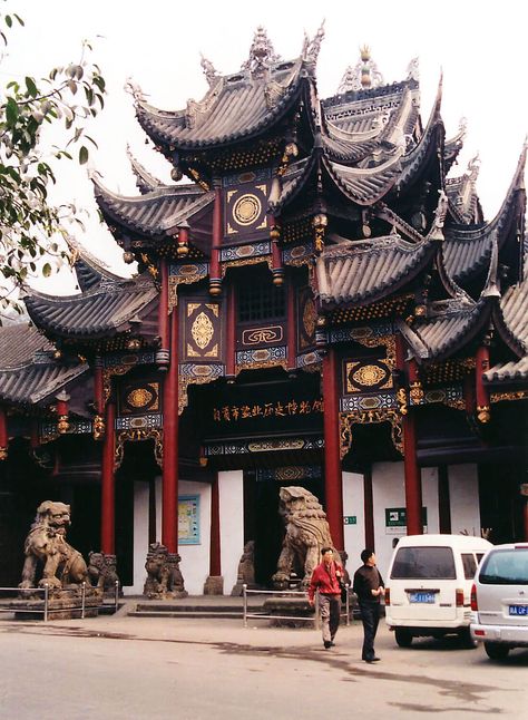 Architecture Antique, Ancient Chinese Architecture, China Architecture, Japan Architecture, Fu Dog, Asian Architecture, Chinese Architecture, Japanese Architecture, Chengdu