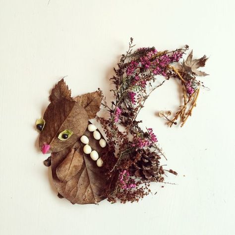 Seattle-based artist Bridget Beth Collins, better known as "Flora Forager," creates delightful yet ephemeral works of arts using found organic materials, such as flower petals, leaves, berries, moss and twigs. Creation Crafts, Leaf Crafts, Pressed Flower Art, Nature Crafts, Arte Floral, Leaf Art, Land Art, Art Floral, Botanical Art