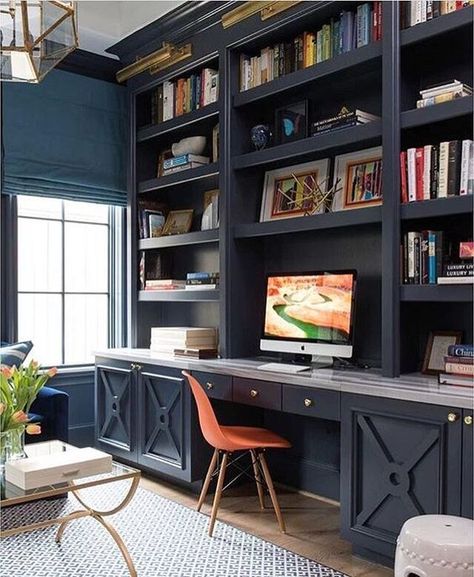 Just because you downsized all of your office stuff (so long three hole puncher), does not necessarily point toward you no longer need a workspace at home. gone you have a little nook dedicated to surfing, paying bills, or scanning emails you can be more productive. #homeofficewithdarkcabinets, #ashleyfurniturehomeofficecabinet, #homeofficebuiltincabinetideas Office Built Ins, Home Office Library, House Remodeling, Built In Cabinet, Hus Inspiration, Built In Bookcase, Built In Desk, Home Office Space, Remodeling Ideas