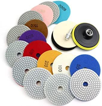 4 Inch Diamond Polishing Pads with 5/8’’-11 Backer Pad, 12PCS Wet/Dry Granite Stone Polish Pad Kit for Drill, Grinder, Polisher, 50-6000 Grit Polishing Pad for Concrete Marble Stone Countertop Quartz Countertop Quartz, Granite Polish, Concrete Marble, Stone Countertop, Buffing Pads, Marble Polishing, Vitrified Tiles, Glazed Tiles, Granite Stone