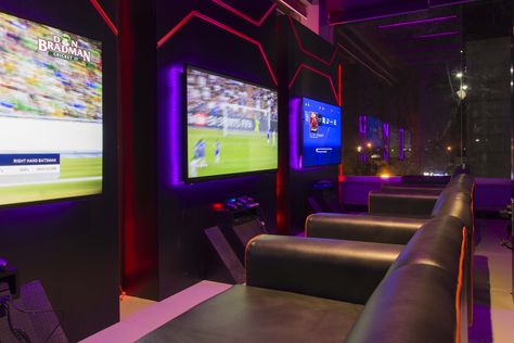 Goood place Playstation Cafe Interior Design, Gaming Cafe Interior Design, Gaming Center Interior, Gaming Lounge Design, Gaming Lounge Interior Design, Game Center Design Ideas, Gaming Cafe Design, Video Game Bar, Playstation Shop