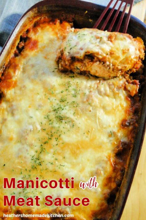 Meaty Manicotti Recipe, Stuffed Manicotti With Meat, Meat Manicotti Recipe, Manicotti With Meat Sauce, Manicotti With Meat, Manicotti Recipes, Meat Manicotti, No Boil Pasta, Best Manicotti Recipe