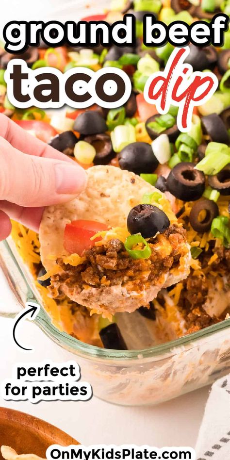 Best 7 Layer Taco Dip Recipe, Hot Seven Layer Dip, Taco Meat Appetizer Ground Beef, Five Layer Dip Recipe, 8 Layer Taco Dip, Taco Dip With Beef, Taco Salad Dip With Meat, Taco Plate Dip, Pampered Chef Taco Dip