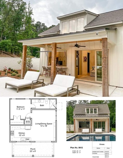 Pool House Guest Pool House Ideas, Pool House Office Ideas, Unique Pool House Ideas, Garage With Pool House On Back, California Pool House, House Plans With Pool And Guest House, Shed And Pool House Combo, Home With Guest House Floor Plans, Pool House 2 Bedroom