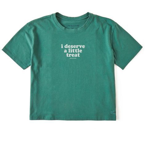 Women's I Deserve A Little Treat  Boxy Crusher Tee Sea Bags, Henley Tee, Boxy Tee, Ladies Tee Shirts, Fabric Tape, I Deserve, Help Kids, Children In Need, Knit Tees