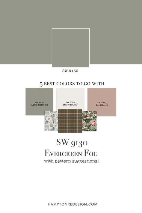 Sherwin Williams Evergreen Fog, Evergreen Fog, 2022 Color Of The Year, Paint Color Inspiration, Silver Sage, Sherwin Williams Colors, House Color Palettes, Paint Color Schemes, Farmhouse Traditional