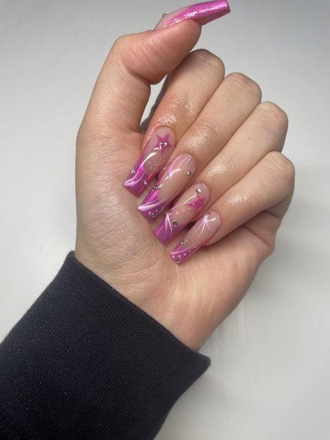 Pink Nails Y2k, Y2k Pink Nails, Nails Y2k, Glamour Nails, Pink Acrylic, Y2k Pink, Pink Acrylic Nails, Story Ideas, Instagram Story Ideas