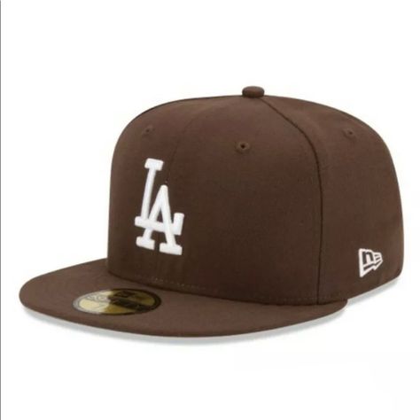 ‘Important’ Please Message Me To Make Sure Your Size Is Available Before Placing The Order. Brand New! New Era 59fifty Los Angeles Dodgers Team Cap With An Embroidered (Raised) Team Logo At Front And Stitched Mlb Batter-Man Logo On The Rear. Interior Includes Branded Taping And A Moisture Absorbing Sweatband. Color: Brown Sizes: - 6 7/8” - 7” - 7 1/8” - 7 1/4” - 7 3/8” - 7 5/8” - 7 3/4” - 8” This Is A Fitted Cap. Using A Measuring Tape, Measure Around Your Head Just Above The Ears Where You Normally Wear Your Cap To Determine Your Head Size. Our Hats Are Shipped In A Box To Prevent Damages. We Will Occasionally Use Recycled Boxes Because We Care About Th Custom Fitted Hats, Swag Hats, Streetwear Hats, Dodger Hats, Dope Hats, Team Cap, Swag Girl Style, New Era Cap, New Era 59fifty