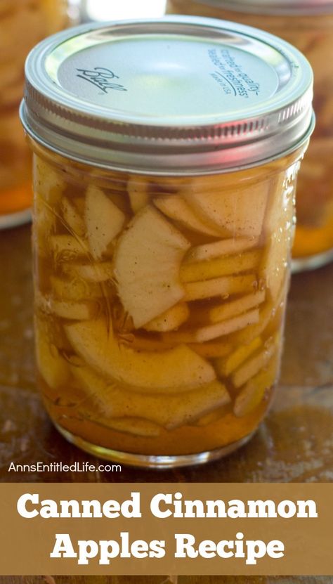 Canned Cinnamon Apples Recipe. Make your own cinnamon apples with this easy canned cinnamon apples recipe. Eaten as a snack, on top of ice cream, used to make a pie; the ideas are endless for these delicious cinnamon apples! How To Can Apple Slices, Canning Fresh Apples, Canning Apple Slices, Can Apples Recipes, Apple Canning Ideas, How To Can Apples, Preserved Apples, Apple Recipes For Canning, Apple Canning