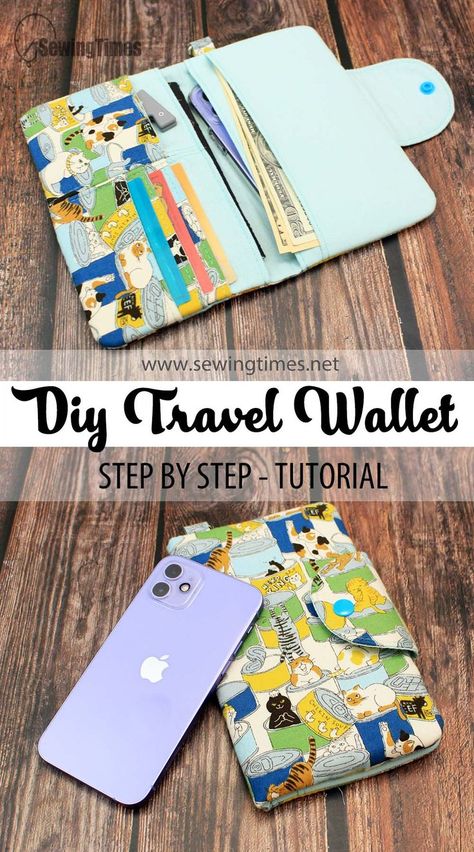 Phone Wallet Diy, Wristlet Tutorial, Wallet Pattern Free, Diy Coin Purse, Phone Bag Pattern, Diy Pouch, Passport Id, Wallet Sewing Pattern, Sew Wallet