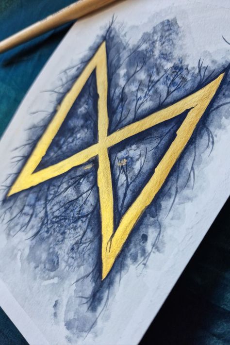 Original watercolor painting of the Rune Dagr/Dagaz, if you would like I can also paint the rune in different colors, personalized for you. Dagaz Rune, Norse Words, Norse Runes, Women's Circle, Old Norse, Color Harmony, Etsy Items, Runes, Etsy Handmade