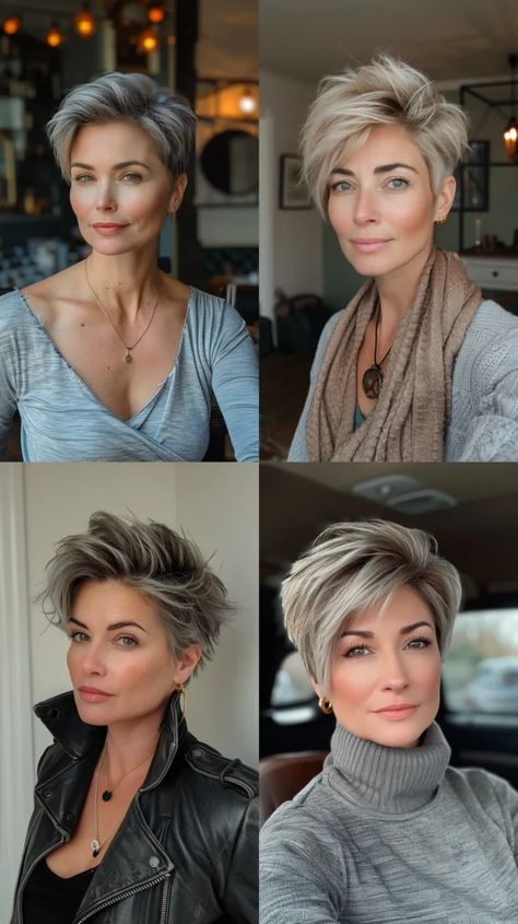 2024 Haircuts, Grey Hair And Glasses, Hottest Hairstyles, Short Spiked Hair, Edgy Pixie Cuts, Edgy Pixie, Edgy Haircuts, Curly Hair Types, Romantic Hairstyles