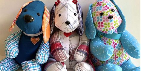 Make a Cute Memory Dog from Old Clothes - Quilting Digest Stuffed Dog Pattern Free Sewing, Memory Dog Pattern, Memory Crafts From Clothes, Memorial Crafts, Memory Items, Memory Ideas, Dog Sewing, Dog Sewing Patterns, Memory Bears Pattern