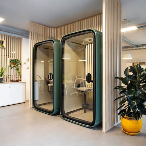 Hot Desk Office Space, Meeting Pods Office, Office Pod Design, Privacy Pods Office, Office Pods Workspaces, Cbre Office, Office Phone Room, Study Pods, Pod Room